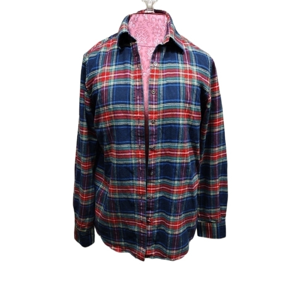 Land's End Women's Plaid Flannel Shirt Size Small